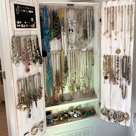 Necklace Holder And Earring Organizer Jewelry Case Armoire Etsy