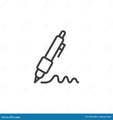 Pen And Signature Line Icon Stock Vector Illustration Of Symbol