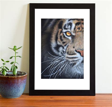 Sumatran Tiger Portrait Pastel Art Print 10x8 Etsy