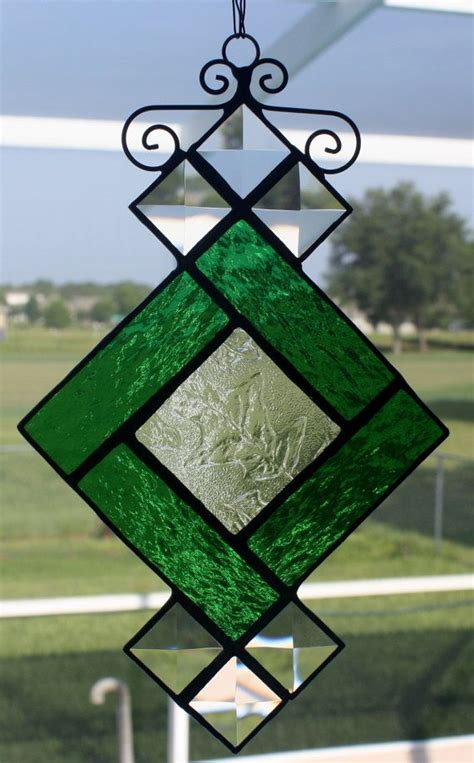 emerald green with bevels etsy stained glass ornaments making stained glass glass texture