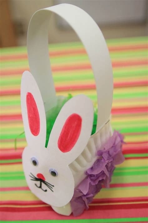 Easter Bunny Basket Paper Plate Basket Easter Paper Craft Ideas 2014