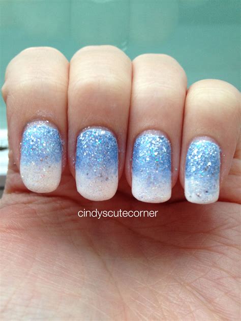 Blue And White Glitter Nails Cindys Cute Corner