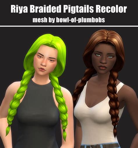 Simsworkshop Riya Braided Pigtails Recolor By Maimouth Sims 4 Hairs
