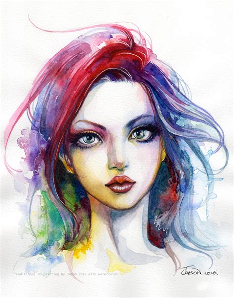 Artstation Watercolor Girls Face