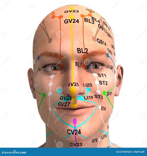Eastern Or Asian Acupuncture And Acupressure Points On A Male Body Stock Illustration