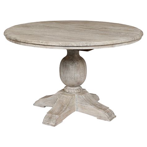 Tommy Rustic Lodge Antique White Round Dining Table Large 60d