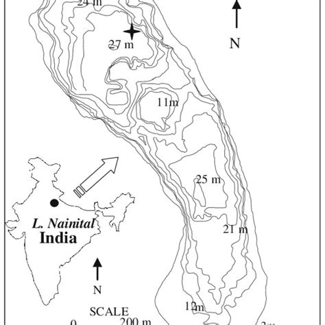 Bathymetric Map Of Lake Nainital Showing Core Location Modified From