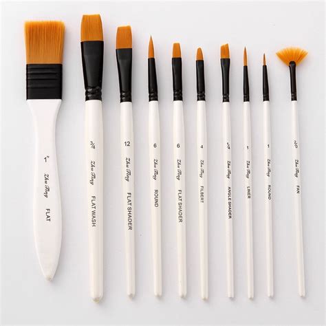 10pcs Paint Brushes Set Kit Artist Paintbrush Multiple Mediums Brushes