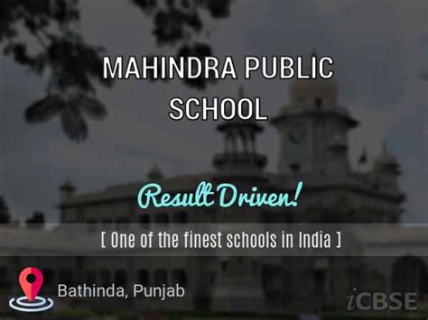Mahindra Public School Bathinda Address Reviews Fees And