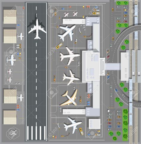 Airport Passenger Terminal Top View The Runway Of The Aircraft