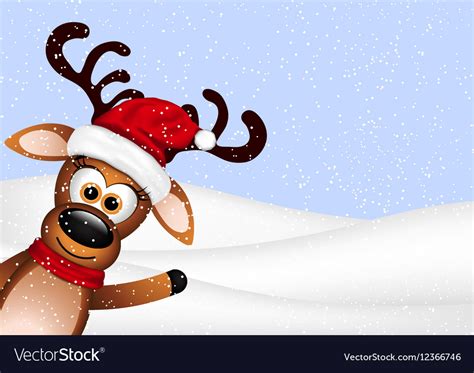 Funny Reindeer On Winter Background Royalty Free Vector