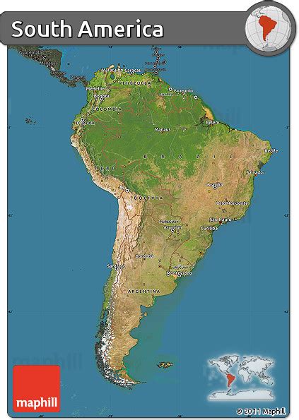 Free Satellite Map Of South America Darken Semi Desaturated Land Only