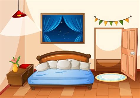 Download Bedroom Cartoon Style At Night Scene For Free Bedroom