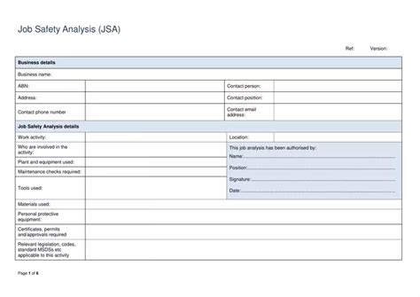 Job Safety Analysis Jsa Form Fill Out Printable Pdf Forms Online 16128