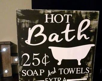Items Similar To Typography Style 5 Cent Hot Bath Hand Painted Wooden