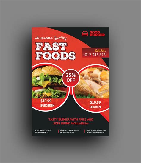 Fast Food Cafe Professional Flyer Template Broşür Grafik Tasarım