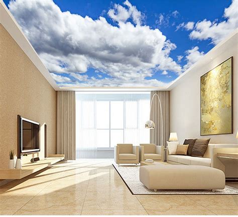 Large Blue Sky Cloud Mural 3d Ceiling Mural Wallpaper For Walls Living Room Hall 3d Wall Ceiling