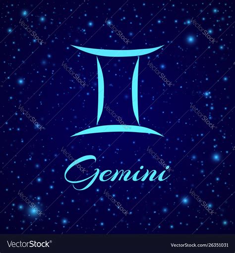 Gemini Zodiac Sign On A Night Sky Royalty Free Vector Image