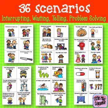 Grab a dice, or use an electronic one, and move your way across the board while targeting following directions, giving compliments, social rules, and problem solving. Wait or Tell: Social Skills Game, Sorting Cards, and ...
