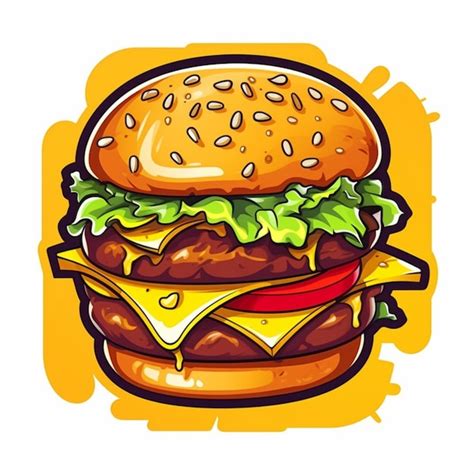 Premium Ai Image A Cartoon Hamburger With Cheese And Lettuce On A