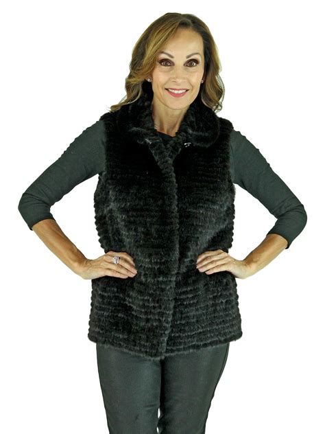 Mink Fur Vest Womens Small Black Estate Furs