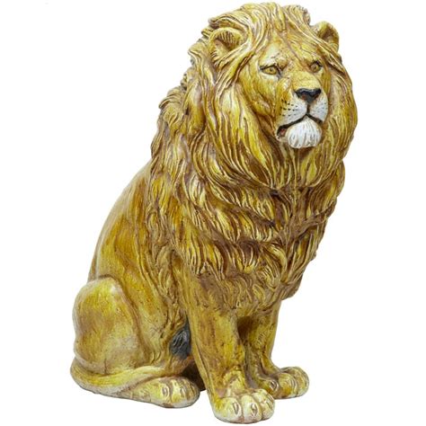 Impressive 1950s Large Pottery Seated Lion At 1stdibs