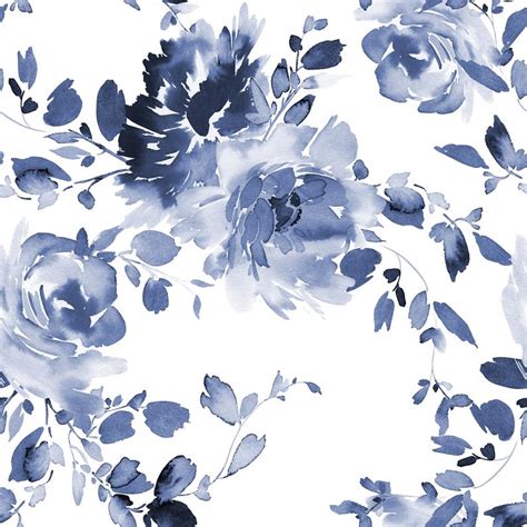 Removable Self Adhesive Floral Wallpaper Lovely Blue Watercolor