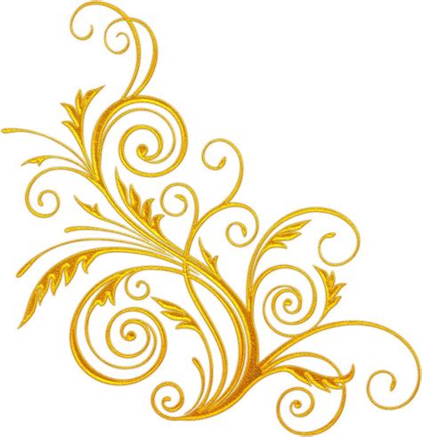 Swirl Border Golden Clipart Floral Art Line Art Swirl