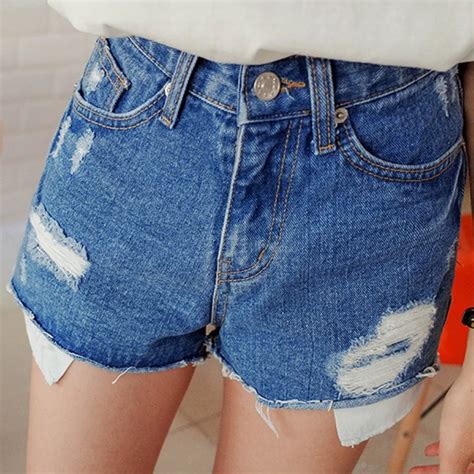 2016 Spring Summer New Arrival High Waist Denim Hole Sexy Shorts Jeans Moben Female Shorts Small