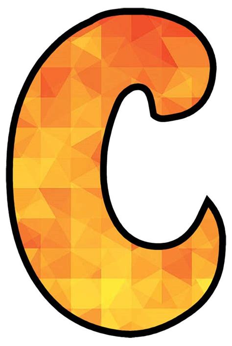 The Letter C Is Made Up Of Orange And Yellow Geometric Shapes With