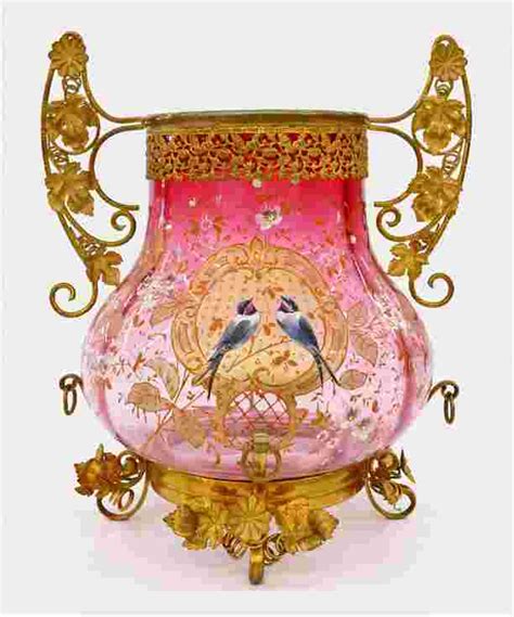 Victorian Enameled Glass Centerpiece Vase