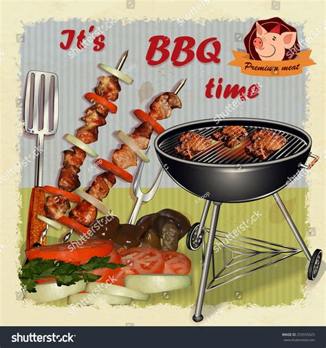 Vintage Bbq Banner Stock Vector Illustration 255555025 Shutterstock