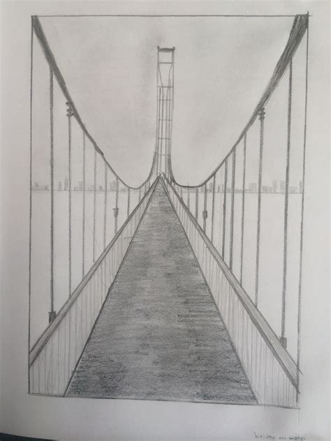 One Point Perspective Bridge Perspective Drawing Perspective Art