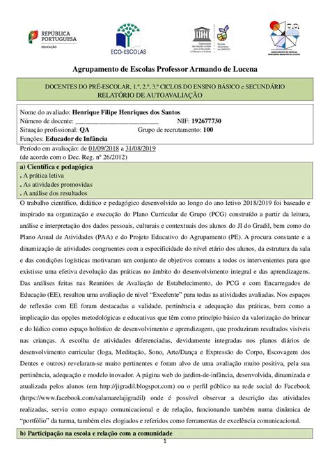 Auto Avaliação Para Professores