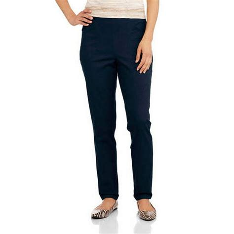 White Stag Womens Flat Front Back Elastic Stretch Denim Pants