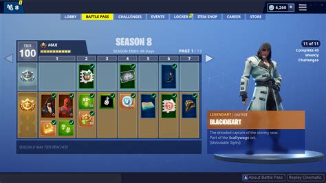 Fortnite Season 8 All Battle Pass Tiers And Rewards