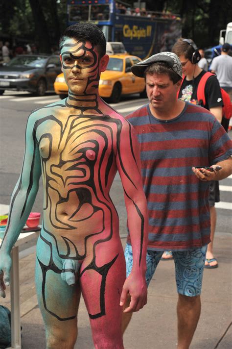 Twink Nude Body Painting On The Streets Of Manhattan 2013