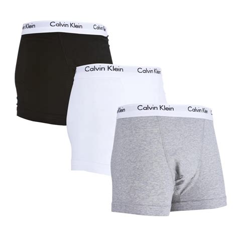 Calvin Klein Cotton Stretch Classic Fit Low Rise 3 Pack Boxer Shorts In Black Grey White