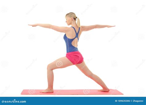 Beautiful Fit Yogini Woman Practices Yoga And Stretching Stock Photo