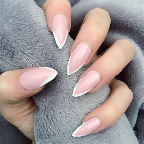 Mini Mani Baby Pink White Stiletto Nails on Storenvy Find images and videos about nails and pink polish nail art on short baby pink acrylic nails enjoy this simple yet stylish nail look, instead of normal polish, adding matte to the look makes a difference!