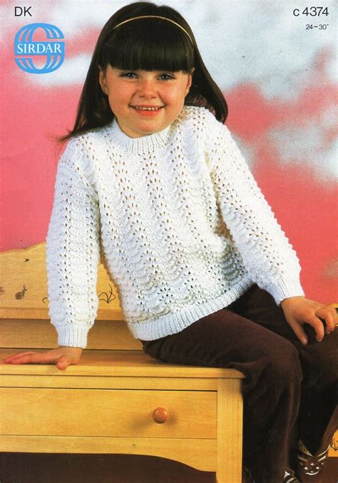 Whether you're looking for knitting patterns for hats, scarves, or jumpers or just for a little inspiration, hobbycraft have a knitting pattern for you. Girls sweater knitting pattern pdf DK childrens lacy ...