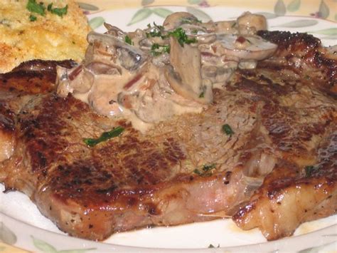 Which flavours the butter that then gets poured over the steak. Armida Cooks!: Pan Seared Rib Eye Steaks with Mushroom Sauce