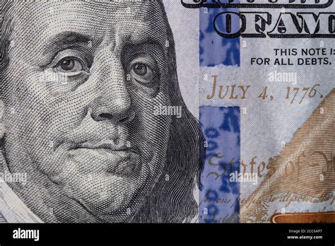 One Hundred Dollars Banknotes Backgroundmoney Sign Part Stock Photo