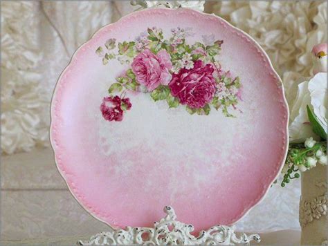 Gorgeous Antique Pink Roses Plates On Wall Rose Wall