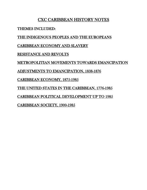 Cxc Caribbean History Notes 1