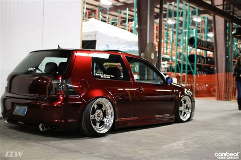 Burgundy Red Volkswagen Golf Mk Gti Dropped On Ccw Lm Forged Wheels