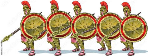 Ancient Greek Hoplite Phalanx Shield Wall Stock Vector Adobe Stock