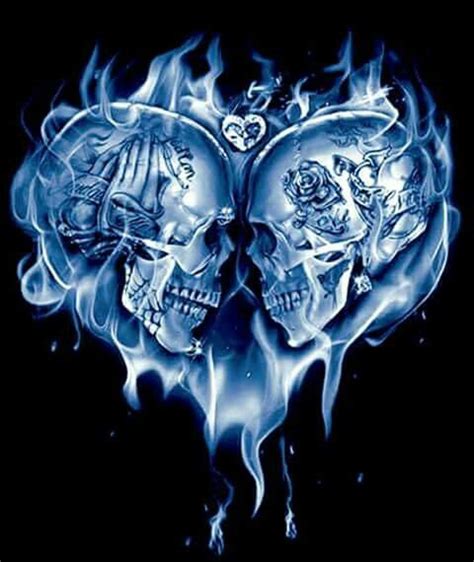 Skulls Heart Shape Flames Skull Tattoo Design Skull Tattoos Skulls