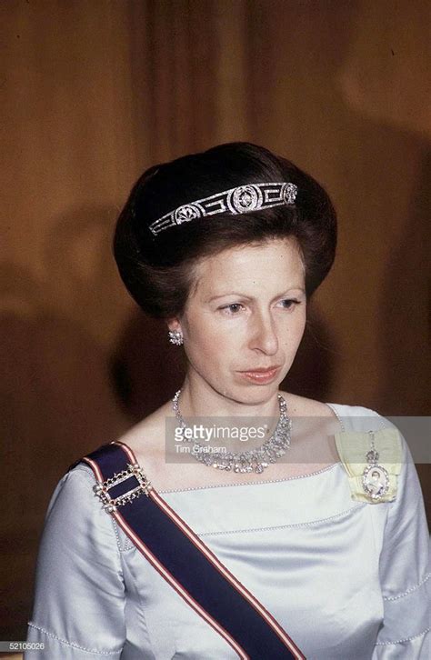 Princess Anne Attending A Guildhall Banquet The Princess Is Wearing A