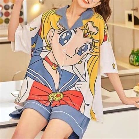Kawaii Anime Homewear Sailor Moon Summer Pajamas Set Mk16096 Kawaiimoristore